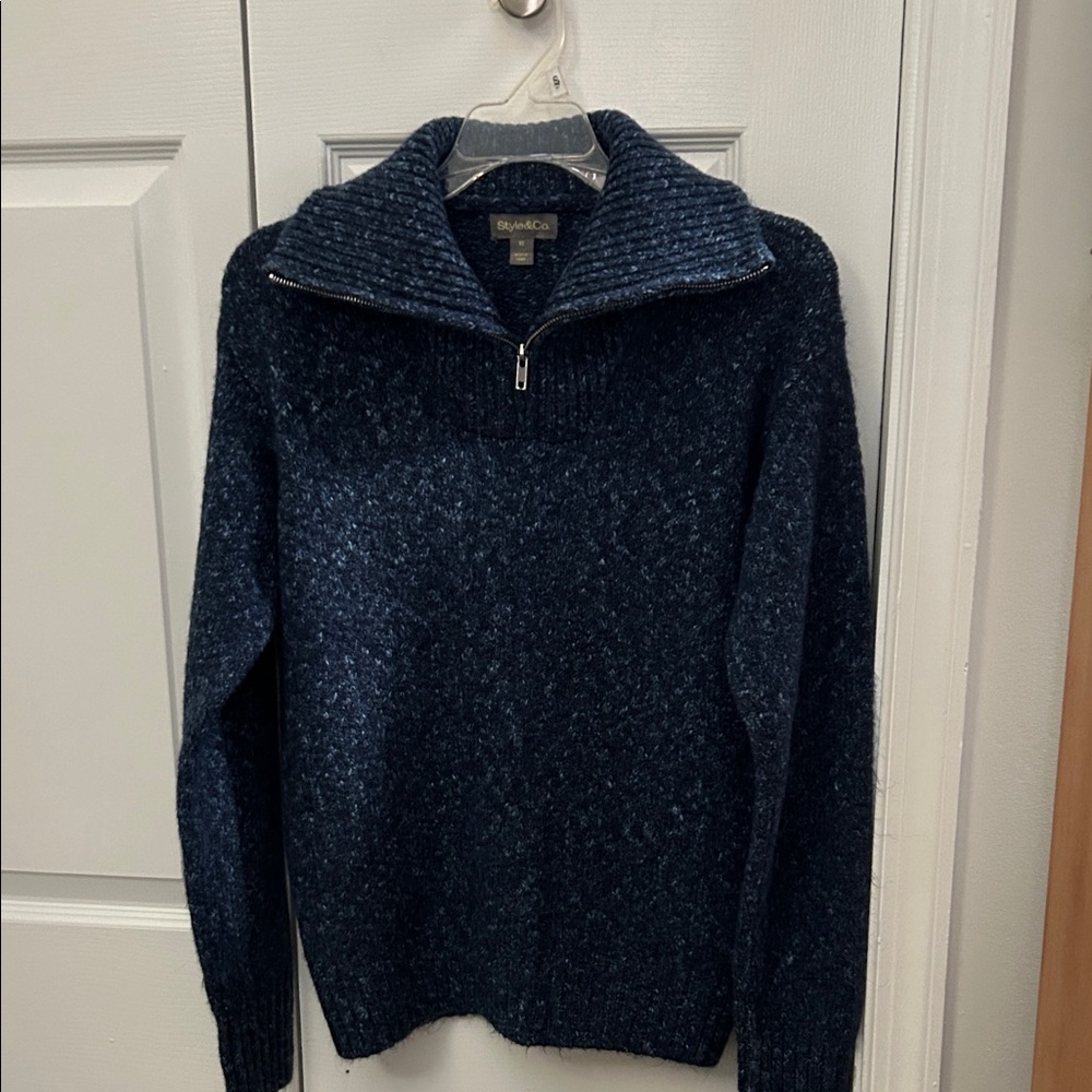 Style & Co. Navy Zip-Up Sweater